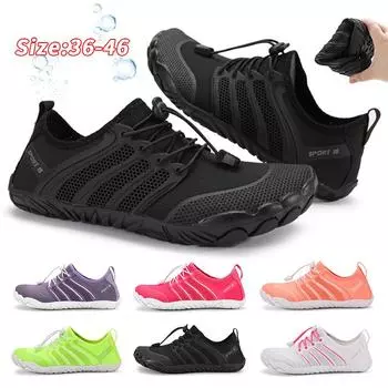 Мужская босиком аква-обувь Женская пляжная водная обувь Быстросохнущие сандалии для плавания Дренажная обувь для плавания вверх по течению Кроссовки для фитнеса Йога Дайвинг Пеший туризм Серфинг Кемпинг 36 красный