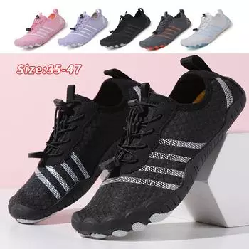 Мужская босиком аква-обувь Женская пляжная водная обувь Быстросохнущие сандалии для плавания Дренажная обувь для плавания вверх по течению Кроссовки для фитнеса Йога Дайвинг Пеший туризм Серфинг Кемпинг 35 фиолетовый