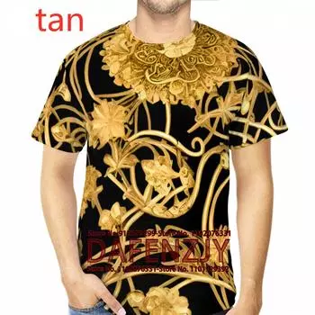 Мужская брендовая футболка с винтажным золотым цветком высокого качества, летняя повседневная спортивная футболка высокого качества XS чёрный