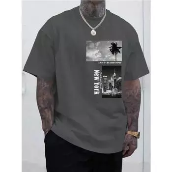 Мужская брендовая хлопковая футболка, модная футболка с принтом в виде букв в Нью-Йорке, повседневная женская футболка с коротким рукавом, летняя свободная мужская футболка, одежда S