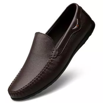 Мужская брендовая модная мужская обувь из натуральной кожи, классическая британская обувь, трендовая дышащая повседневная обувь на плоской подошве, обувь для вождения 41 чёрный