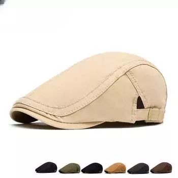 Мужская британская кепка газетчика, хлопковый стираный берет, открытая кепка, модная шляпа, шляпа художника Adjustable бежевый