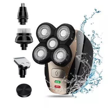 Мужская бритва 5 в 1 многофункциональная электробритва портативная водонепроницаемая перезаряжаемая бритва-триммер чёрный