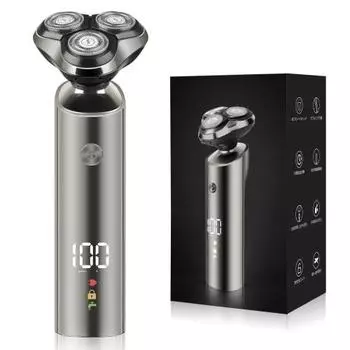 Мужская бритва, электрическая мужская бритва, электробритва, вращающегося типа, для сухого и влажного использования, водонепроницаемость IPX6, подходит для бритья в ванной, зарядка через USB