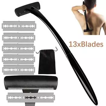 Мужская бритва для спины, бритва, грумер для всего тела, триммер для удаления волос на ногах, набор с длинной ручкой и 13 лезвиями