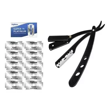 Мужская бритва из нержавеющей стали, классическая ручная бритва для влажного бритья, сменное лезвие черного цвета