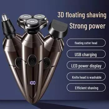 Мужская бритва Lingke 8000 — модель 2024 года, тройная головка, двойное кольцо, плавающие лезвия, светодиодный дисплей Standalone version, razor, charging cable, brush