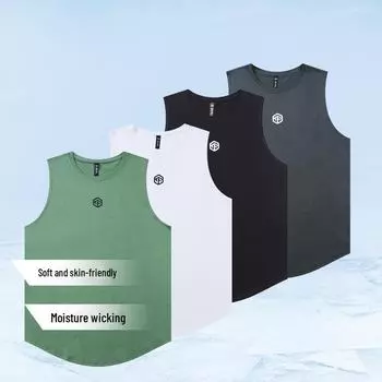 Мужская быстросохнущая баскетбольная футболка без рукавов: Повседневный летний спортивный топ для бега, фитнеса и тренировок. Large армия зеленый