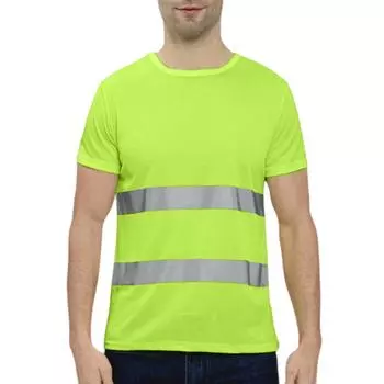 Мужская быстросохнущая светоотражающая одежда с круглым вырезом для строительства, охраны окружающей среды, санитарии, безопасности, строительства, труда, светоотражающая рабочая одежда с короткими рукавами L