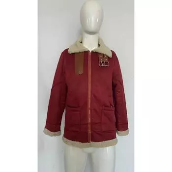 Мужская цельная куртка из искусственного меха с коротким кожаным ремнем и большими лацканами M