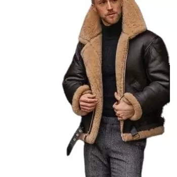 Мужская цельная шуба из темно-коричневого меха с длинными рукавами Cross XS