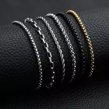 Мужская цепочка из нержавеющей стали своими руками Подвеска из титановой стали с цепочкой Боковая цепочка Цепочка с квадратным жемчугом Женская цепочка на ключицу 50cm