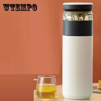 Мужская чашка-термос с разделением воды для чая, нержавеющая сталь 304, большая емкость, простая автомобильная чайная кружка, кружка-термос зелёный