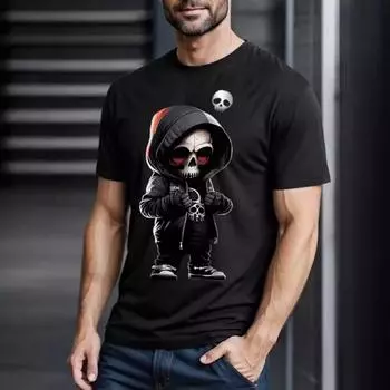 Мужская черная дышащая свободная футболка High Street, модные сетчатые футболки с 3D-цифровым принтом на плечах для мужчин S