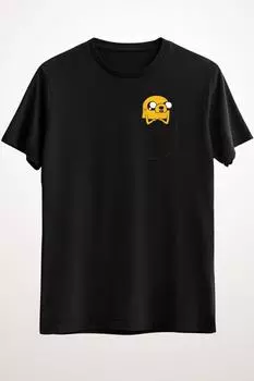 Мужская черная футболка Adventure Time Pocket Jake Essential