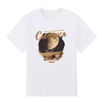 Мужская черная футболка с принтом Caster Wea Pattern Super Large TShirt Лучшие друзья No-Cut Переносная бумага с принтом Хлопковая футболка S белый