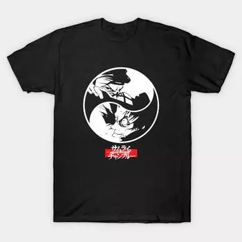 Мужская черная футболка с принтом Champloo No-Cut Transfer Paper Print Cotton Tshirt 2XL чёрный