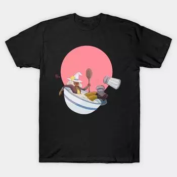 Мужская черная футболка с принтом, футболка большого размера, завтрак-ведьмы-крупы, хлопковая футболка с принтом на бумаге для переноса без разрезов S чёрный