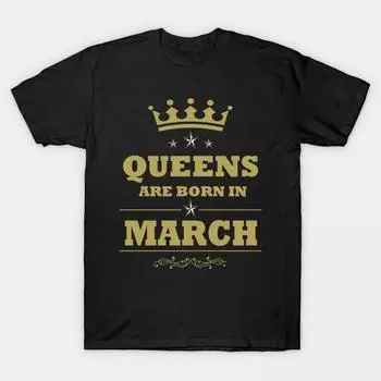 Мужская черная футболка с принтом, футболка большого размера queen-are-born-in-march, хлопковая футболка с принтом на бумаге для переноса изображений без разрезов 3XL чёрный