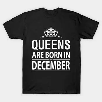 Мужская черная футболка с принтом, футболка большого размера queens-are-born-in-december, хлопковая футболка с принтом на бумаге для переноса изображений без разрезов XL чёрный