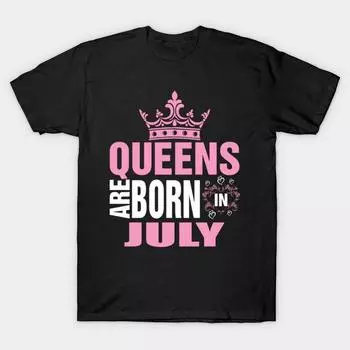 Мужская черная футболка с принтом, футболка большого размера queens-are-born-in-july, хлопковая футболка с принтом на бумаге для переноса изображений без разрезов XL чёрный