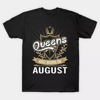 Мужская черная футболка с принтом, футболка размера Super Large queens-are-born-in-august-month-of-birth-shirt, хлопковая футболка с принтом на бумаге для переноса без разрезов S чёрный
