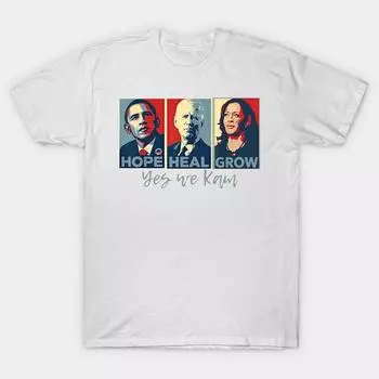 Мужская черная футболка с принтом Hope Hate Heal Grow Yes We Kam, Kamala Harris For American Presidential, политическая феминистка No-Cut Transfer Paper Print Cotton M белый