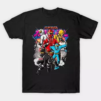 Мужская черная футболка с принтом Ninja Kakuranger No-Cut Transfer Paper Print Хлопковая футболка S чёрный