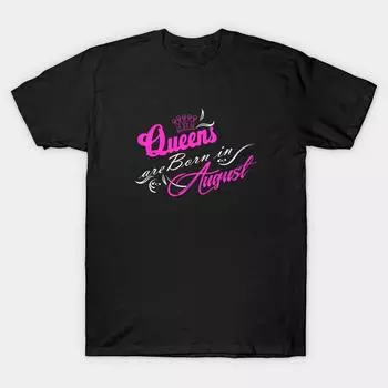 Мужская черная футболка с принтом, очень большая футболка queens-are-born-in-august-shirt, хлопковая футболка с принтом на бумаге для переноса без разрезов L чёрный