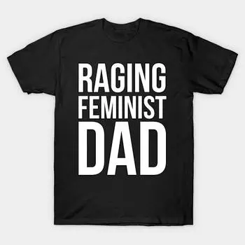 Мужская черная футболка с принтом, очень большая футболка raging-feminist-dad, хлопковая футболка с принтом на бумаге для переноса без разрезов L чёрный