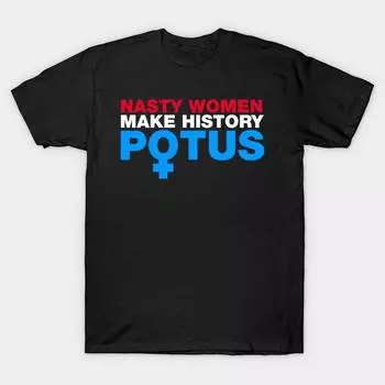 Мужская черная футболка с принтом, очень большая футболка nasty-women-make-history-potus, хлопковая футболка с принтом на бумаге для переноса без разрезов S чёрный