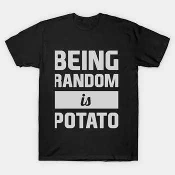 Мужская черная футболка с принтом, очень большая футболка being-random-is-potato, хлопковая футболка с принтом на бумаге для переноса без разрезов S чёрный