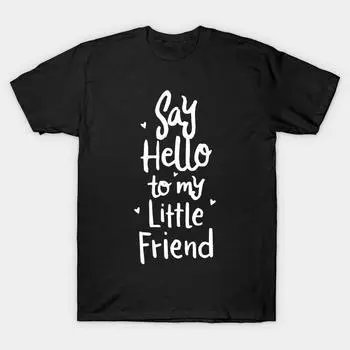 Мужская черная футболка с принтом, очень большая футболка say-hello-to-my-little-friend-cute-kids-design, хлопковая футболка с принтом на бумаге для переноса изображений без разрезов 2XL чёрный
