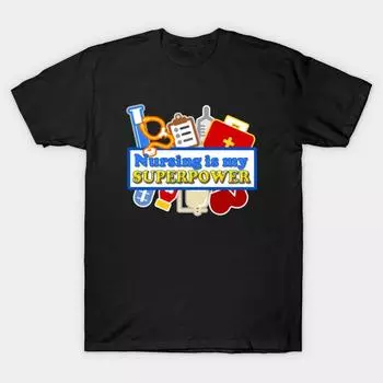 Мужская черная футболка с принтом, очень большая футболка nursing-is-my-superpower, хлопковая футболка с принтом на бумаге для переноса без разрезов S чёрный