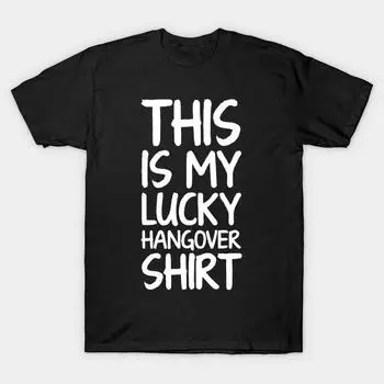Мужская черная футболка с принтом, очень большая футболка this-is-my-lucky-hangover-shirt-drinking-tshirt Хлопковая футболка с принтом на бумаге для переноса без разрезов S чёрный