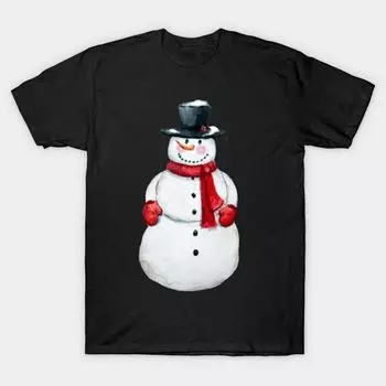 Мужская черная футболка с принтом, очень большая футболка fat-snowman, хлопковая футболка с принтом на бумаге для переноса без разрезов S чёрный
