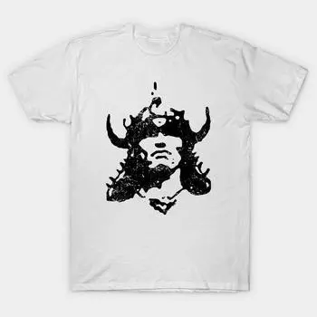 Мужская черная футболка с принтом, очень большая футболка с принтом Конана-варвара, хлопковая футболка с принтом на бумаге без вырезания S белый