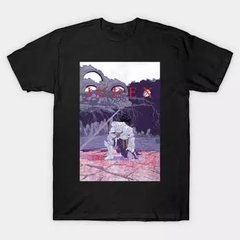 Мужская черная футболка с принтом, очень большая футболка iudex No-Cut Transfer Paper Print Cotton Tshirt S чёрный