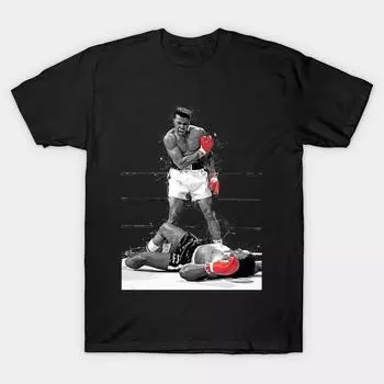 Мужская черная футболка с принтом, очень большая футболка с принтом Мухаммеда Али, хлопковая футболка с принтом на бумаге без вырезов L чёрный