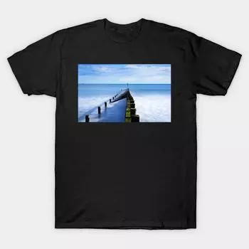 Мужская черная футболка с принтом, очень большая футболка с принтом океана, хлопковая футболка с принтом на бумаге для переноса без разрезов 4XL чёрный