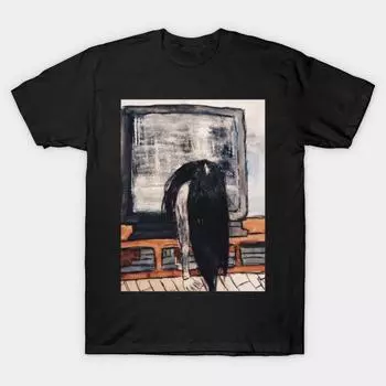 Мужская черная футболка с принтом, очень большая футболка с принтом the-ring, хлопковая футболка с принтом на бумаге для переноса без вырезов S чёрный