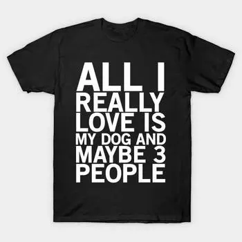 Мужская черная футболка с принтом, очень большая футболка all-i-really-love-is-my-dog, хлопковая футболка с принтом на бумаге для переноса без разрезов S чёрный