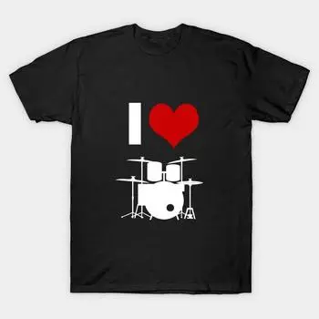 Мужская черная футболка с принтом, очень большая футболка i-heart-love-drums-silhouette, хлопковая футболка с принтом на бумаге для переноса без вырезания M чёрный