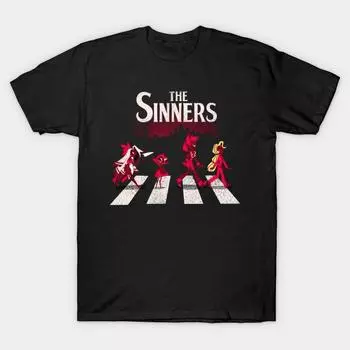 Мужская черная футболка с принтом, очень большая футболкаThe Sinners No-Cut Transfer Paper Print Cotton Tshirt S чёрный