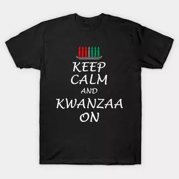Мужская черная футболка с принтом, очень большая футболка keep-calm-and-kwanzza-on-tshirt, футболка без вырезов с принтом на бумаге для переноса изображений, хлопковая футболка 4XL чёрный