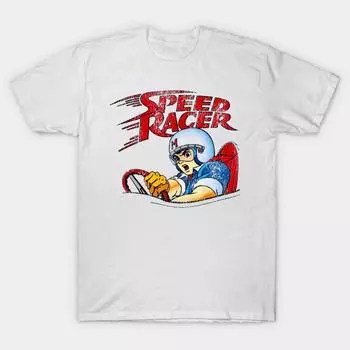 Мужская черная футболка с принтом, очень большой размер, футболкаVintage Go Speed Racer Go Go!!! Футболка из хлопка с принтом в стиле 80-х годов, без вырезания, на бумаге для переноса изображения 2XL белый