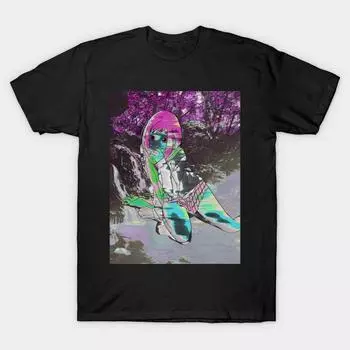 Мужская черная футболка с принтом, очень большая футболка, футболка mamimi с принтом из хлопка и безрезьбовым принтом на бумаге S чёрный