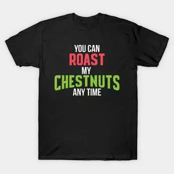Мужская черная футболка с принтом, очень большая футболка you-can-roast-chestnuts-anytime, хлопковая футболка с принтом на бумаге для переноса без разрезов S чёрный