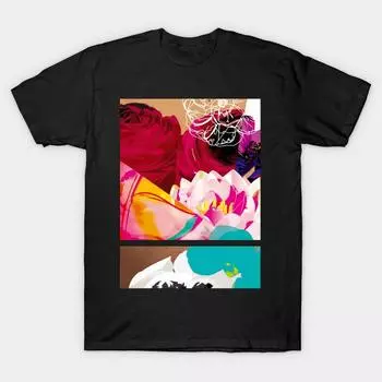 Мужская черная футболка с принтом, очень большая футболка flowerpower, хлопковая футболка с принтом на бумаге для переноса без разрезов L чёрный