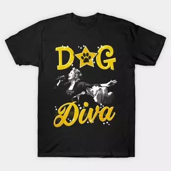 Мужская черная футболка с принтом, очень большая футболка dog-diva-a-canine-lover, хлопковая футболка с принтом на бумаге для переноса без разрезов 2XL чёрный